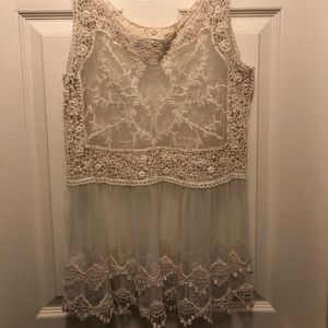 Sheer floral lace tank top